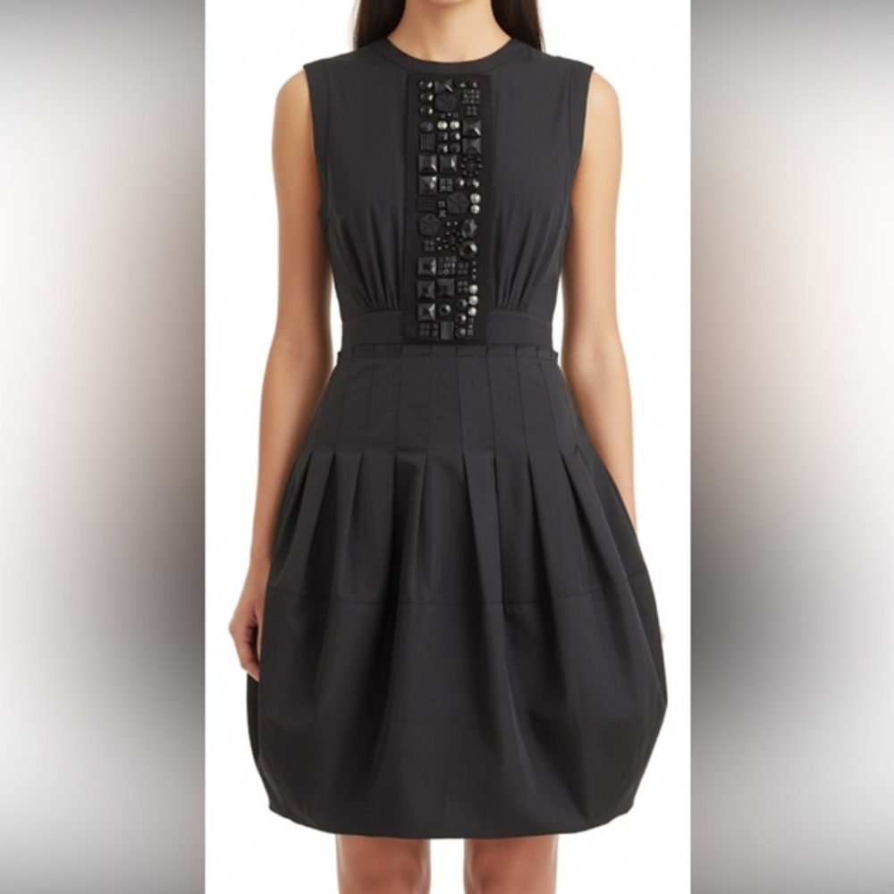 BCBGMaxAzria Black Sleeveless Cocktail Dress with Embellishing & Pockets 6